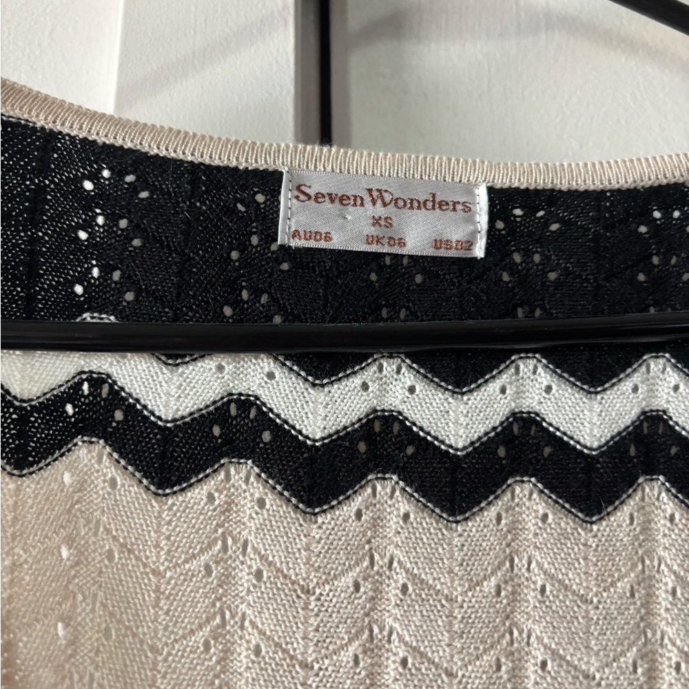 Seven Wonders Knit Maxi Dress - XS Black White Cream Striped - Picture 5 of 7